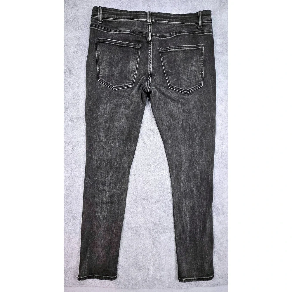 Valabasas Skinny Jeans Mens 36 Black Excellent Distressed Ripped Button Fly